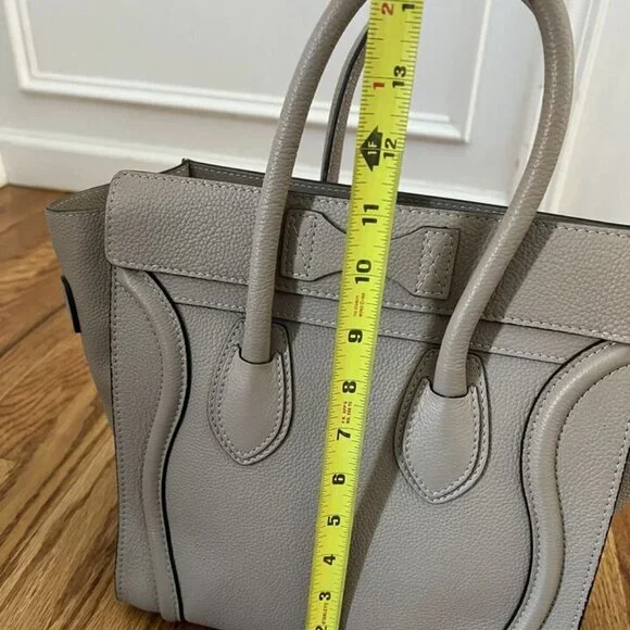 CELINE Gray Leather Drummed Grained Mini Luggage Tote Bag - Picture 7 of 11